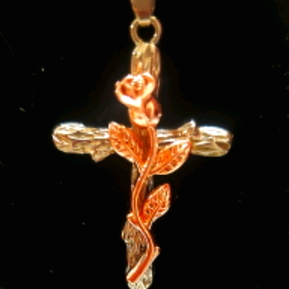 Infinity Rose Flower Cross Pendant Entwined Love N